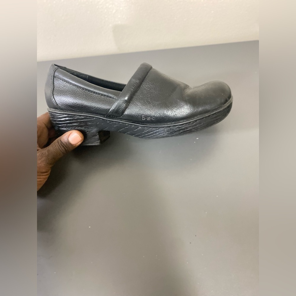 BOC BORN Women’s Size 11M BLACK LEATHER PEBBLED CLOGS MULES SHOES.great Conditio - Picture 10 of 12